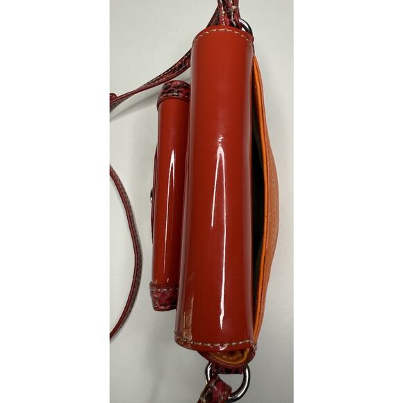 Rafe Monique Mini Crossbody Orange Multi Pebbled Leather Croc Print Travel Bag - Picture 6 of 8